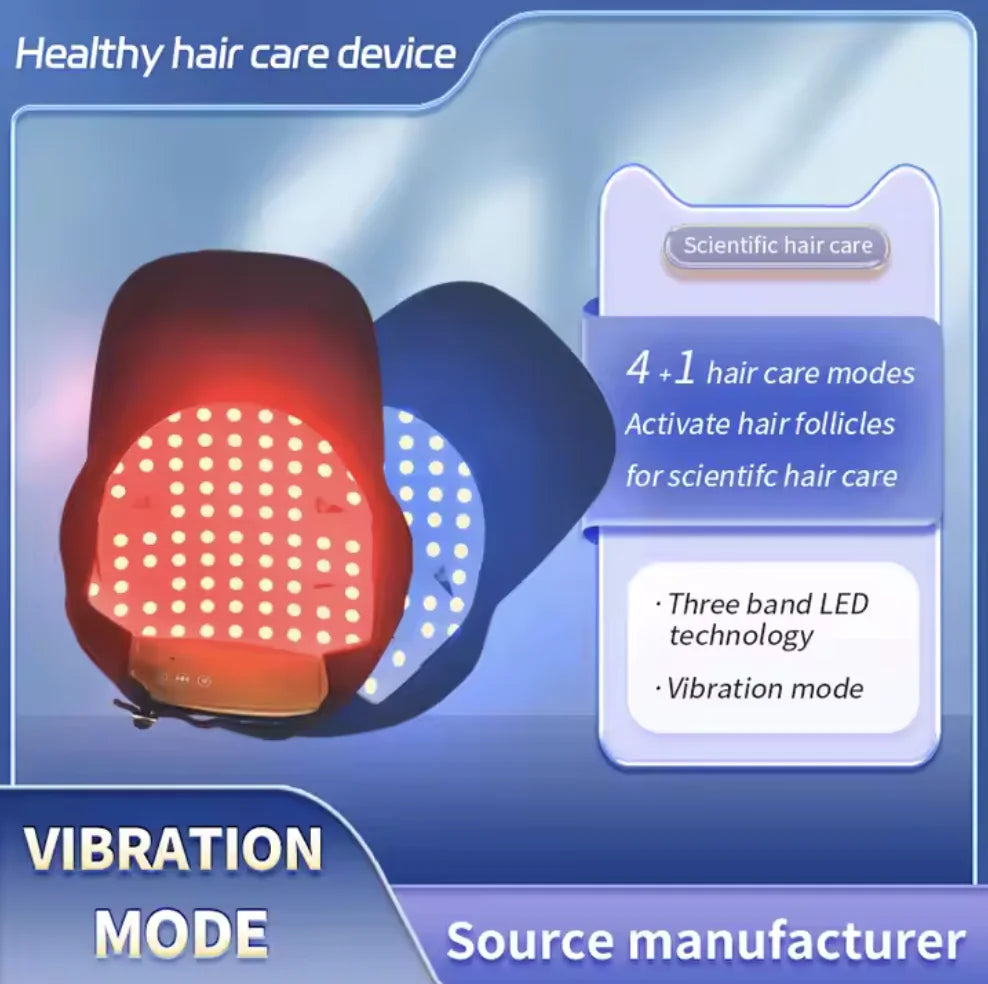 Hair Growth Cap: Vibration, Heat & Light Therapy for Hair Loss